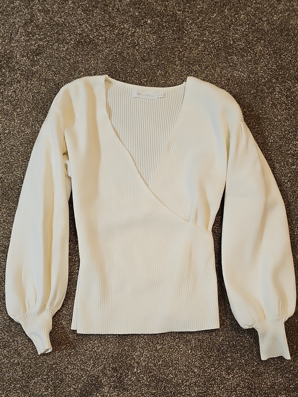 All in Favor Cream V-Neck Wrap Ribbed Sweater